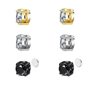 Magnetische ohrringe ohne ohrloch edelstahl zirkonia ohrstecker set für damen und herren