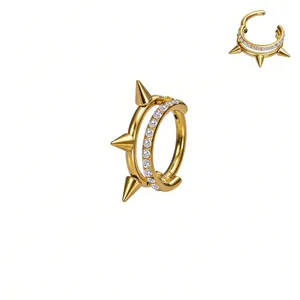 Edelstahl doppellagiger Zirkon Dorn Nasenring Punk Stil Koerper Piercing Schmuck