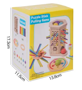 Wooden balance puzzle stick pulling game tower toy for kids early education interactive play