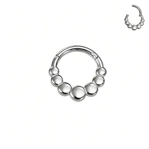 Edelstahl Klapp Nasenring mit Scharnier und gestuften Perlen für Piercing und Schmuck.