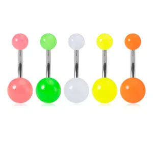 Bunter Acryl Bauchnabelring mit Edelstahl Stab fur Damen Korper Piercing Schmuck