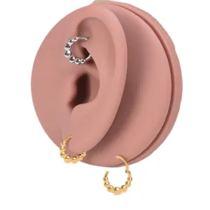 316 Edelstahl perlenbesetzter Scharnier Segmentring Piercing Schmuck fur Nase Ohr.