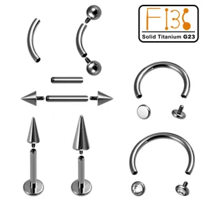 Massives Titan G23 Piercing Schmuck Innengewinde Ersatzstab Hufeisenring Gebogene Gerade Labret Stecker Für Körperschmuck Basis Zubehör