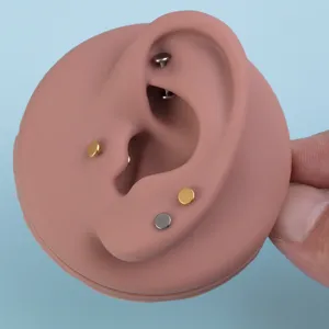 Titanstahl flache Rückseite Ohr Knorpel Stecker Lippenring Detailansicht Multi-Piercing.