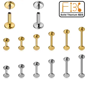 Titan F136 Labret Stecker G23 Innengewinde Piercing Schmuck Flache Rueckseite Ohr Knorpel