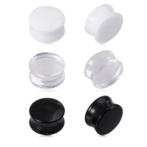 Acryl Ohrdehner Tunnel Set schwarz weiß transparent Ohrpiercing Körperschmuck Set
