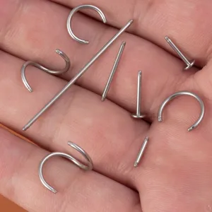 Titanium Körper-Piercing Ersatzteile, Labret-Stecker, Langhanteln und Hufeisen-Ringe.