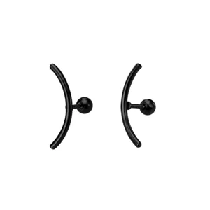 Schwarzer Edelstahl Mondsichel Ohr Knorpel Piercing Ohrstecker fuer Damen Herren