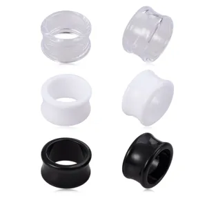 Acryl Ohr Dehner Set transparent weiss schwarz Tunnel Piercing Schmuck 3 Paar rund