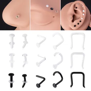 Transparent Glas Nasenstecker L-Förmiger Gebogener Stab C-Förmiger Ring Unsichtbarer Körperpiercing Schmuck Für Herren Damen Alltag Party Zubehör