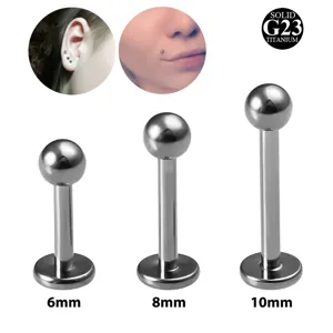 Solides G23 Titan Labret Stecker Lippenring Ohr Knorpel Piercing Schmuck 6 8 10mm