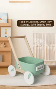 Wooden baby walker multi-functional infant toddler push cart with storage toy