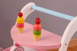 Wooden ice cream cart toy set pretend play kitchen food toys for kids toddlers boys girls