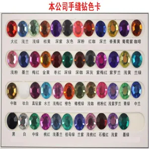 Wholesale acrylic horse eye sew on rhinestones flatback crystal gems for diy dress clothes.