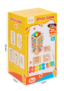 Wooden 5-in-1 stick game educational toy for kids kindergarten parent-child interactive desk play