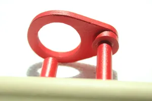 Wooden floating blow ball toy detail macro shot red wooden sensory training part