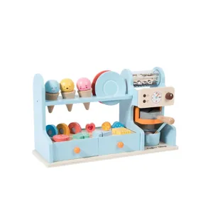 Wooden ice cream coffee shop toy set pretend play gift for kids safe durable colorful kitchen play