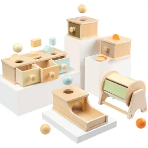Montessori wooden ball drop box toy set for toddlers early education and skill development