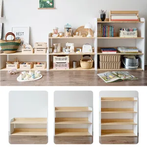 Wooden Kids Bookshelf Toy Storage Rack Montessori Display Shelf Children Room Organizer
