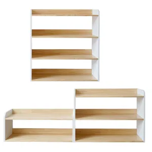 Korean style wooden storage shelf kindergarten bookshelf toy organizer for kids room decor