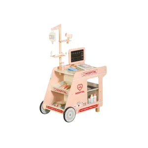 Kinderen houten medische kar speelgoed ziekenhuis trolley roze set met accessoires