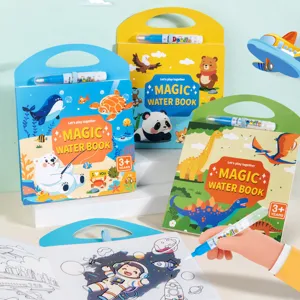 Children Magic Water Drawing Book Reusable Water Coloring Painting Book Early Educational Cognitive Sticker Toys