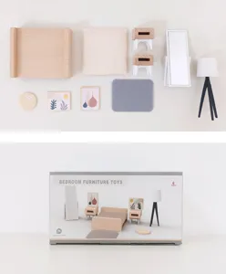 Miniatur Holz Puppenhaus Schlafzimmer Möbel Spielset für Kinder Rollenspiel und Dekoration