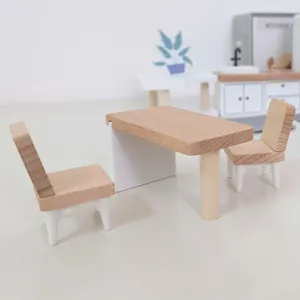 Holz Puppenhaus Miniaturen Möbel Set Esstisch Stühle für Kinder Küche Szenen Spielzeug.