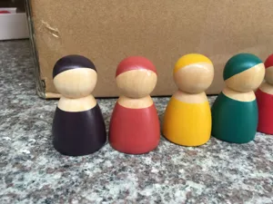 Wooden rainbow peg dolls colorful educational toys Montessori stacking figures for kids play