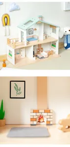 Wooden Dollhouse Miniature Toy Villa Pretend Play Sets for Kids Interactive Fun