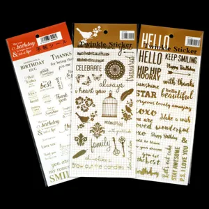 Adesivi per agenda con lettere inglesi in foglia d'oro decorazione fai da te set 3pz