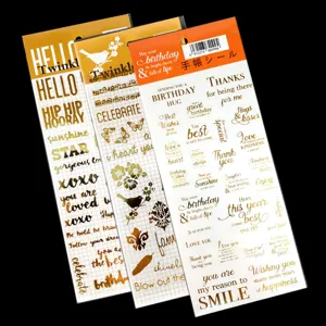 Adesivi per agenda con lettere inglesi in foglia d'oro etichette decorative fai-da-te diario