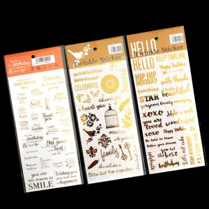 Adesivi per diario con lettere inglesi in foglia d'oro adesivi decorativi per agenda planner set