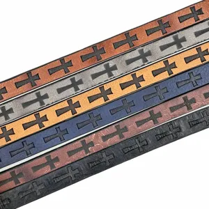 Vintage leather cross bracelet for men, retro punk style wristband with unique design.