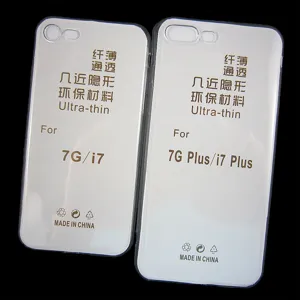 Transparent TPU protective phone case compatible for iPhone 7 and 7 Plus, ultra-thin and clear.