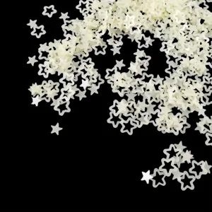 Transparent matte frosted hollow pentagram sequins for nail art and DIY craft decoration.