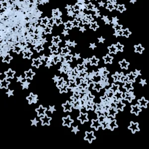 Clear matte star sequins for nail art and resin DIY crafts, small hollow stars.