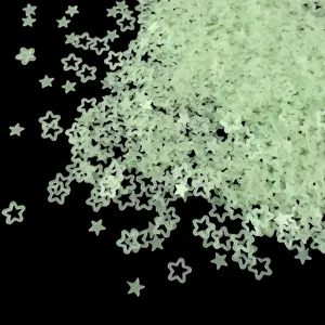 Glow in the dark hollow star sequins for nail art DIY resin crafts and makeup decoration.