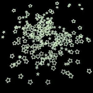 Glow-in-the-dark hollow star sequins for resin DIY nail art and makeup decoration details.
