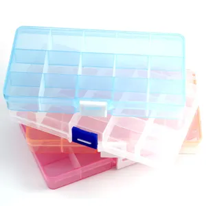 15-Geroosterde Transparante Kunststof Opbergdoos voor Sieraden en Nail Art Organizer