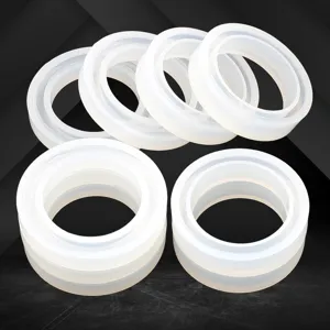 Detailed view of translucent silicone round bracelet molds for DIY crystal epoxy resin casting.