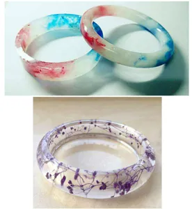 Handmade epoxy resin bracelet DIY crystal clear floral swirl bangle jewelry making accessory