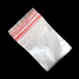 Gedetailleerd overzicht van doorzichtige plastic zak met zip, PE verpakkingszak, hersluitbaar