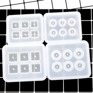 Silicone molds for resin casting with 6 cavities, square and sphere for DIY jewelry pendants.