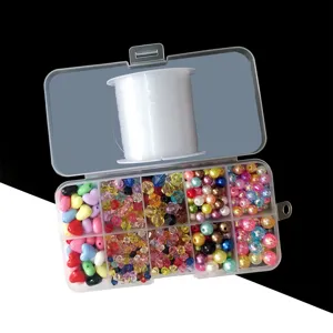 Mixed acrylic beads jewelry making kit with storage box and elastic string for DIY crafts