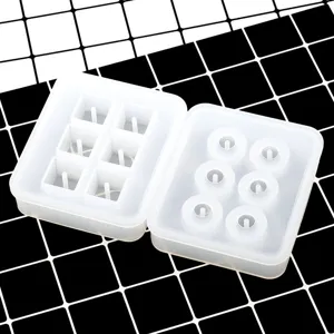 Silicone mold set for epoxy resin DIY crafts, 6-cavity square and round pendant making tool.