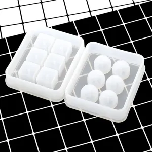 Clear silicone mold set for DIY epoxy resin pendants, featuring 6-cavity cube and sphere designs.