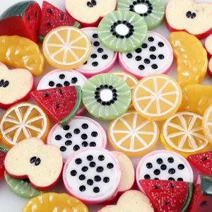Cute resin fruit slices for phone case DIY craft decoration accessories mixed styles.