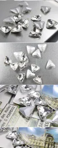 Dreieckige facettierte Glaskristall Strasssteine fuer DIY Handyhuelle und Basteldeko glänzend.