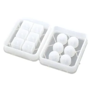 Epoxy resin silicone mold 6-cavity cube and sphere with hanging hole for DIY crafts.